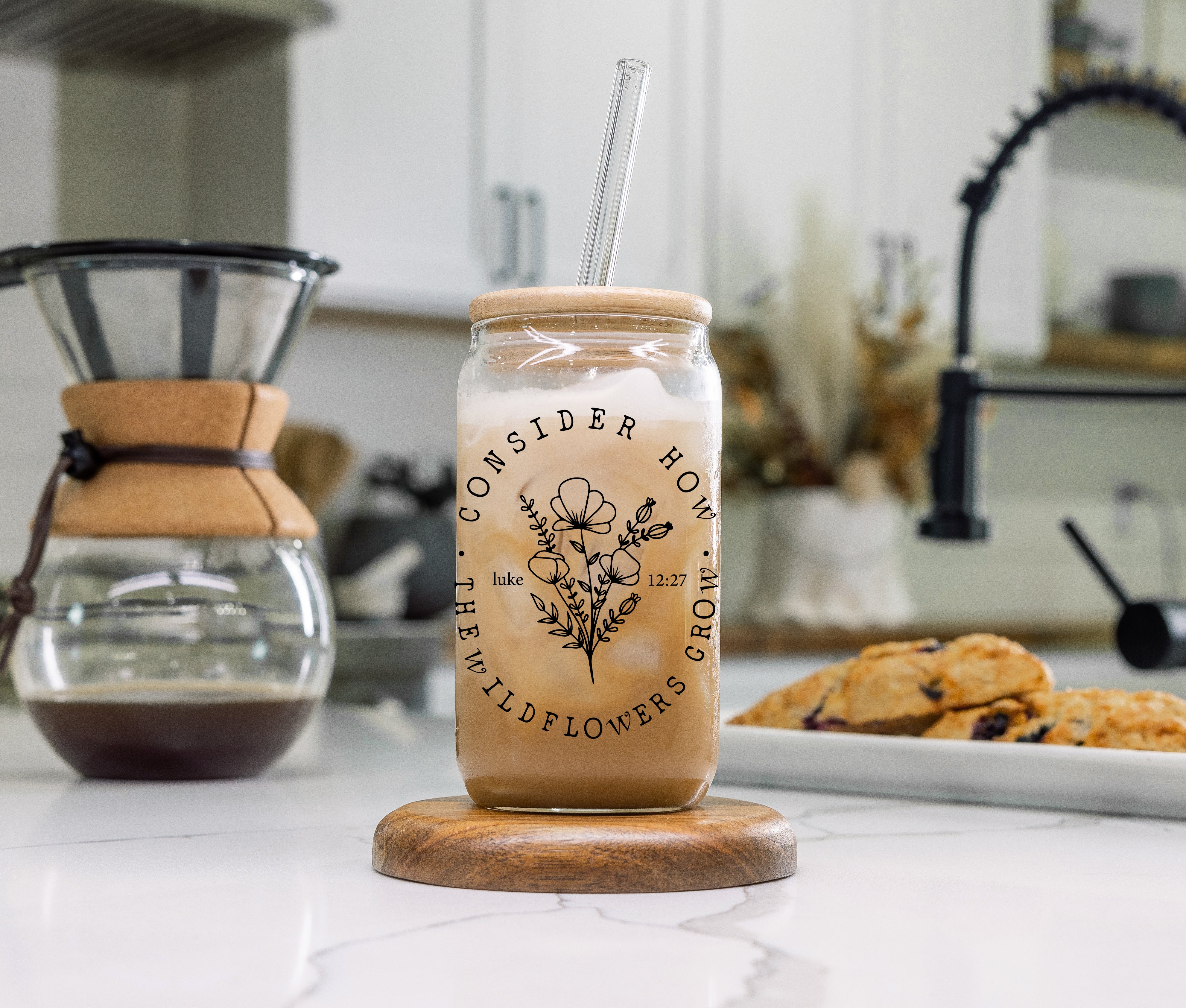 CONSIDER HOW THE WILDFLOWERS GROW LUKE 12:27 GLASS TUMBLER - Image 3