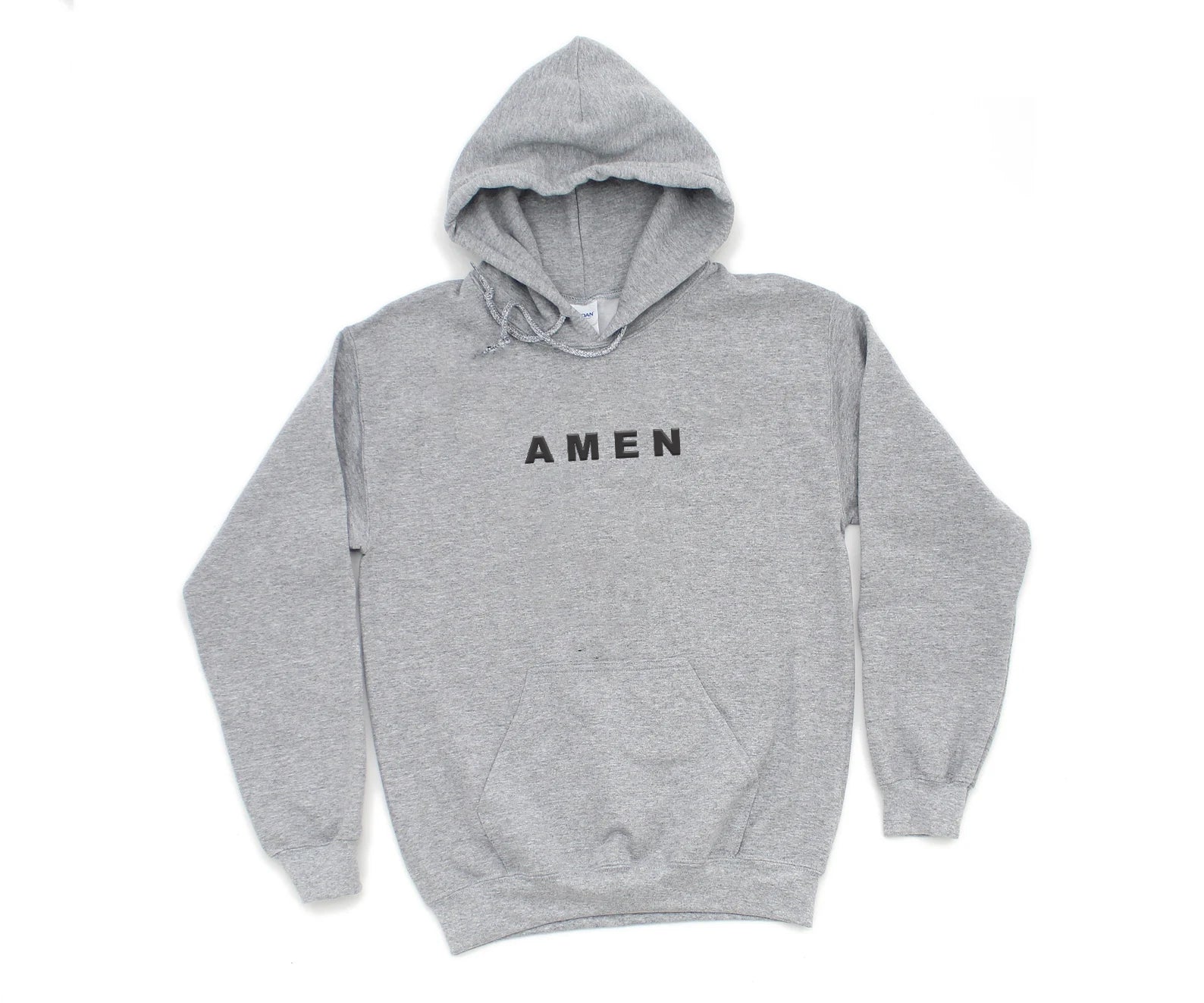 AMEN UNISEX HEATHER GREY HOODIE (PUFFED DESIGN) - Image 3