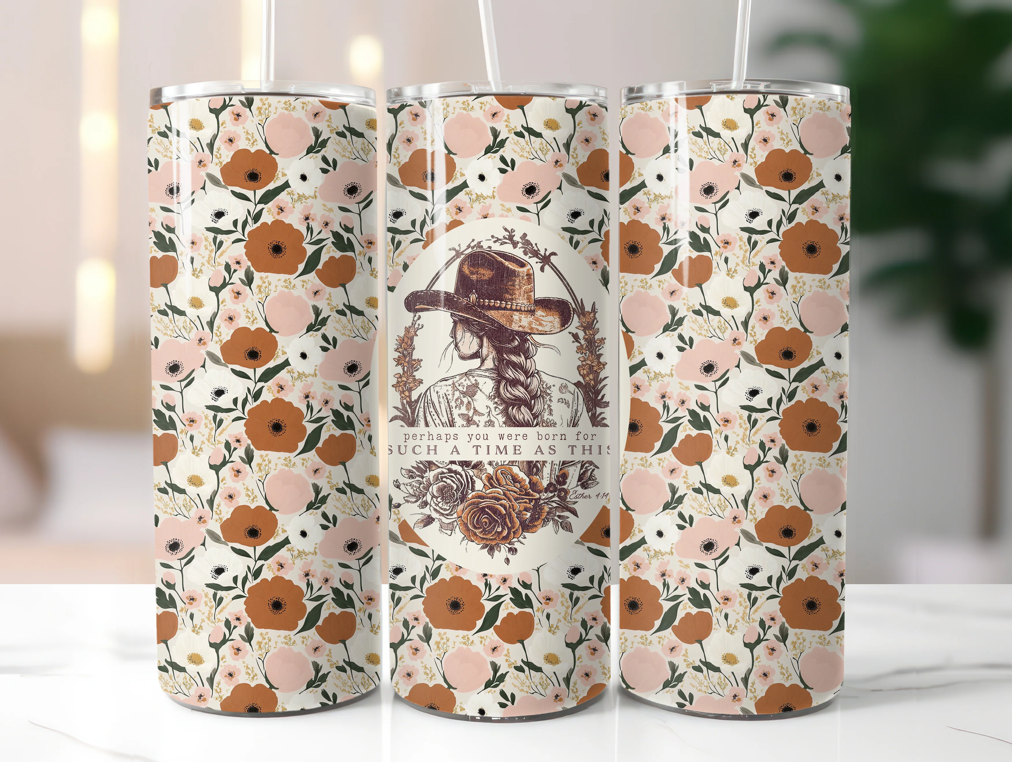 COWGIRL PERHAPS YOU WERE BORN FOR SUCH A TIME AS THIS 20 OZ. SKINNY STAINLESS STEEL TUMBLER - Image 4