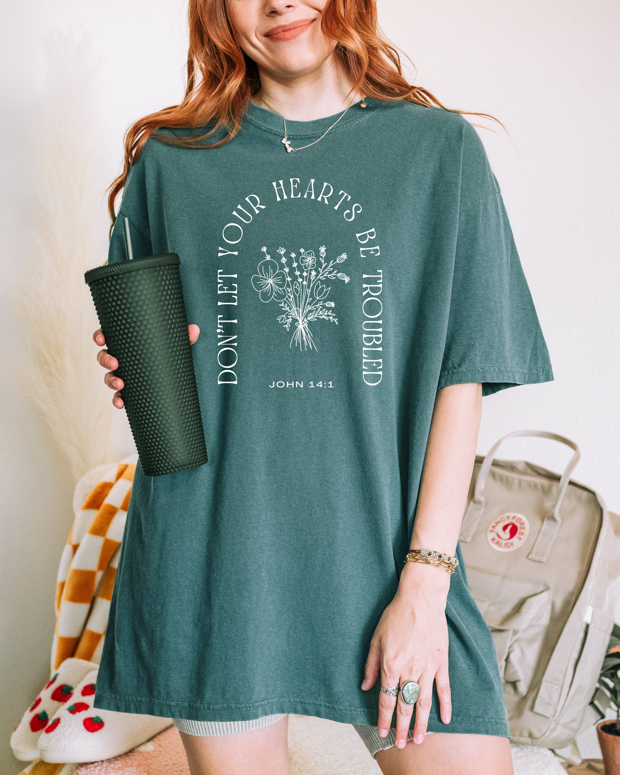 DON'T LET YOUR HEARTS BE TROUBLED UNISEX TEE - Image 4