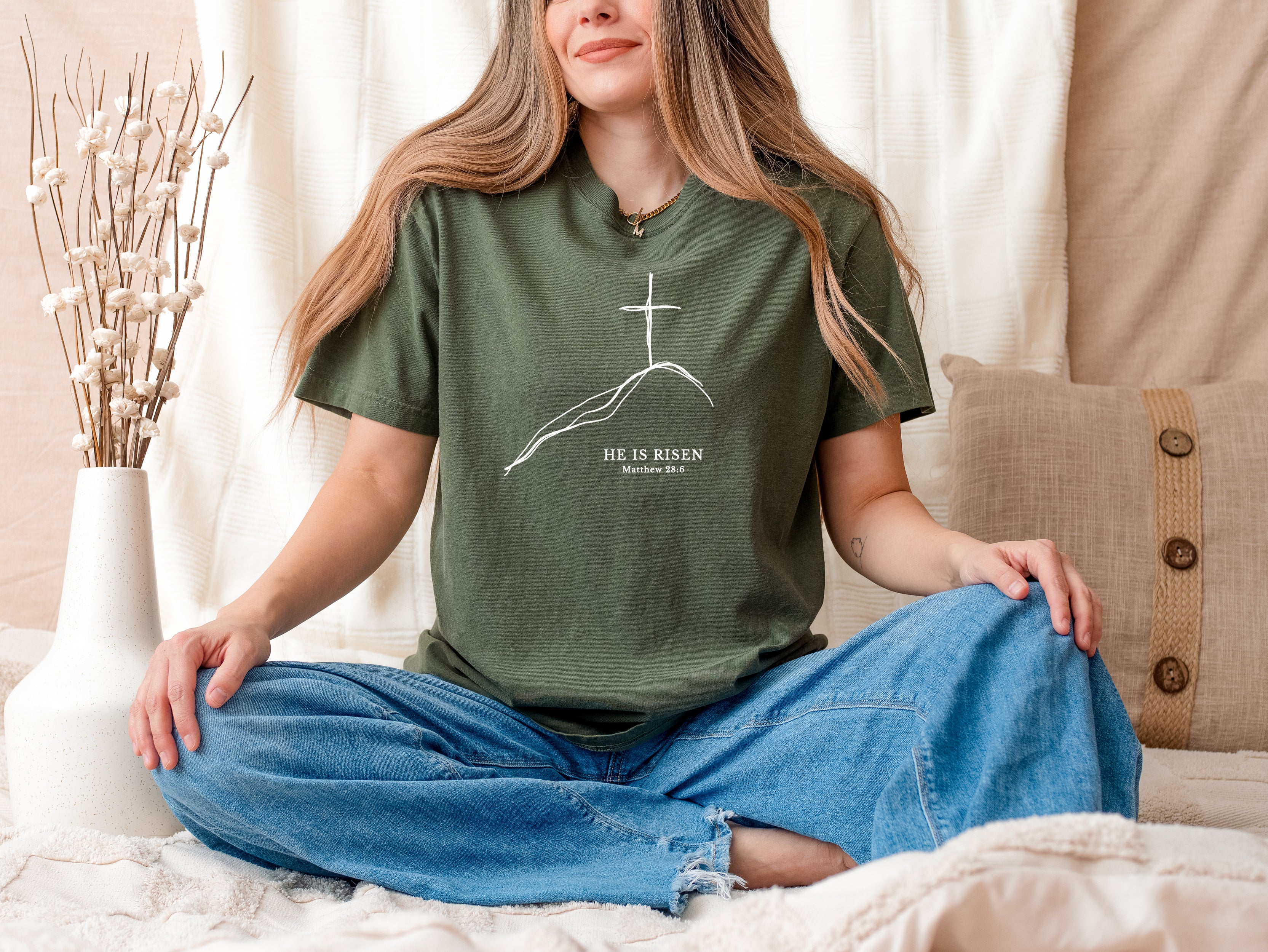 EASTER MINIMALIST CROSS ON A HILL UNISEX TEE - Image 3