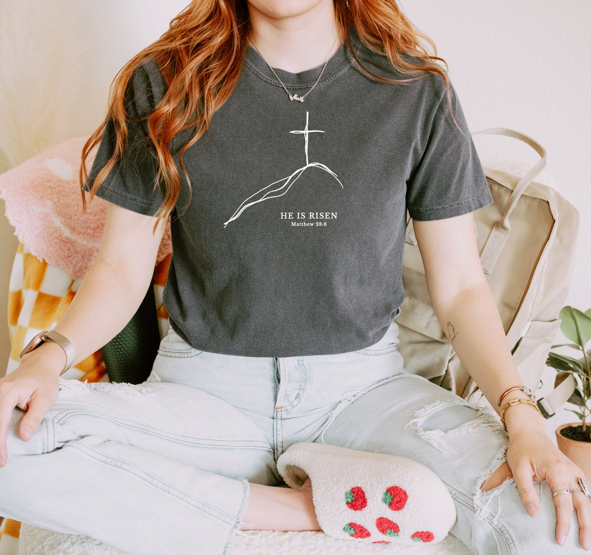 EASTER MINIMALIST CROSS ON A HILL UNISEX TEE - Image 4
