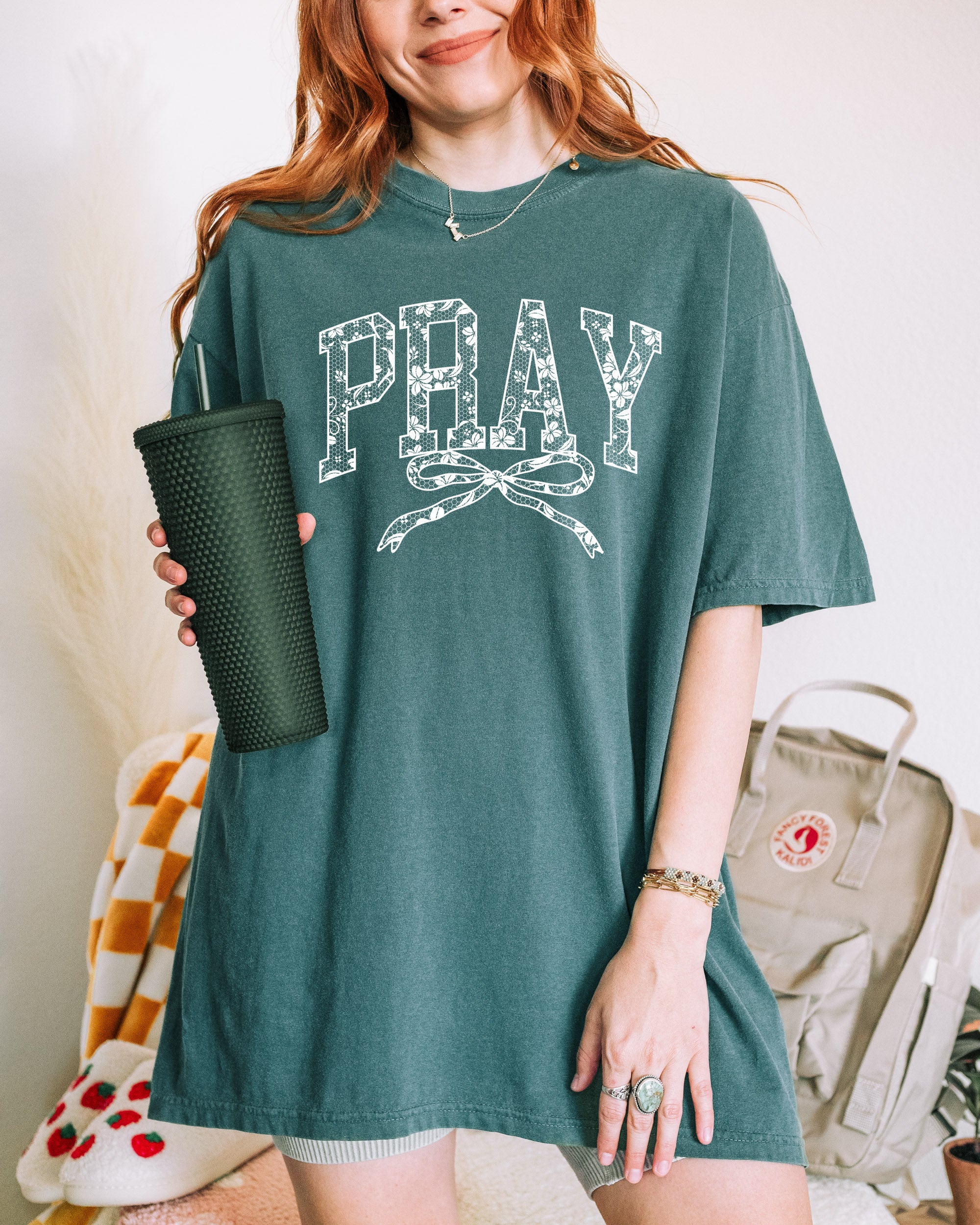 PRAY WITH A BOW UNISEX TEE - Image 4