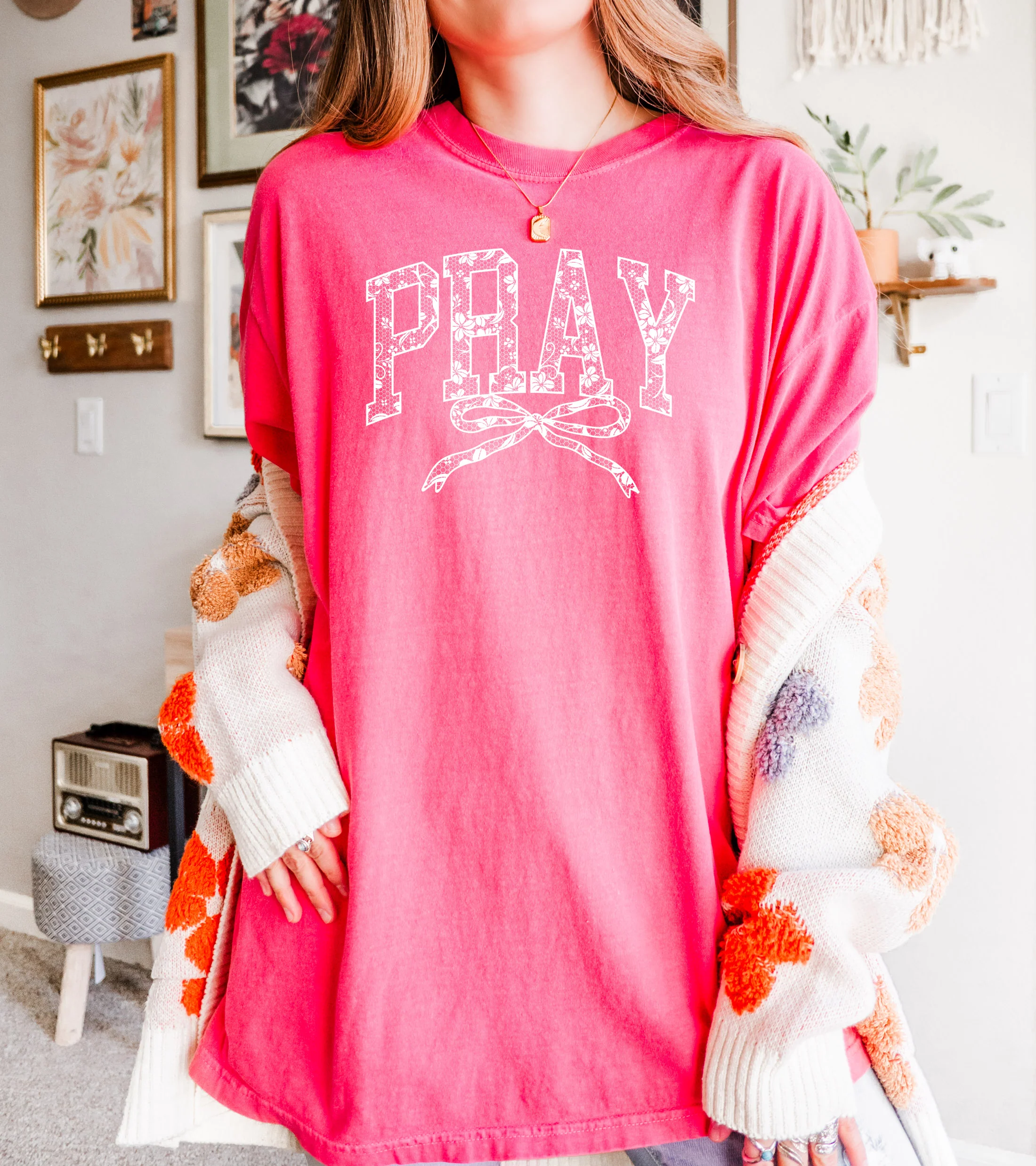 PRAY WITH A BOW UNISEX TEE - Image 5