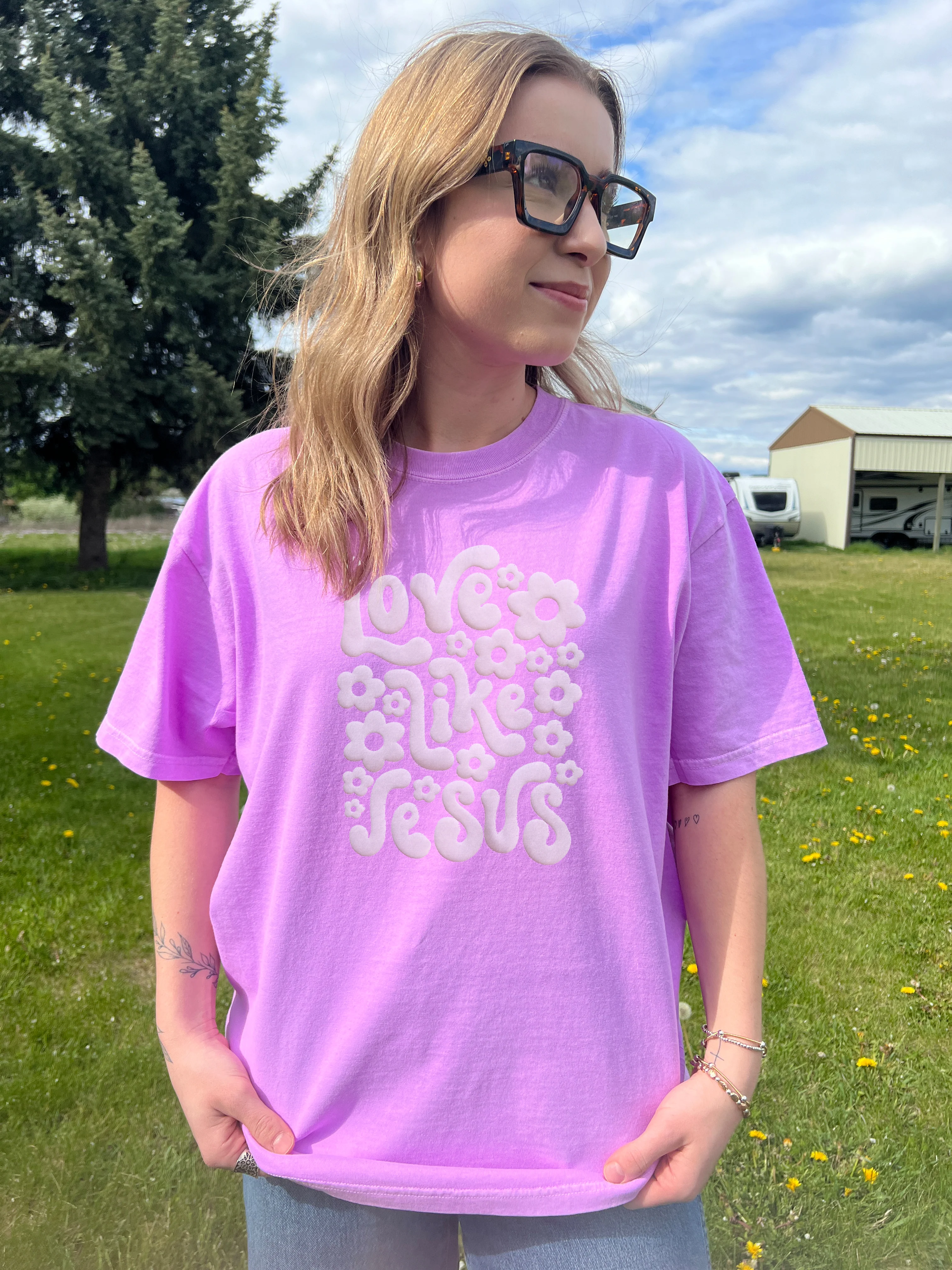 PUFFY LOVE LIKE JESUS NEON COLORS UNISEX TEE - Image 3