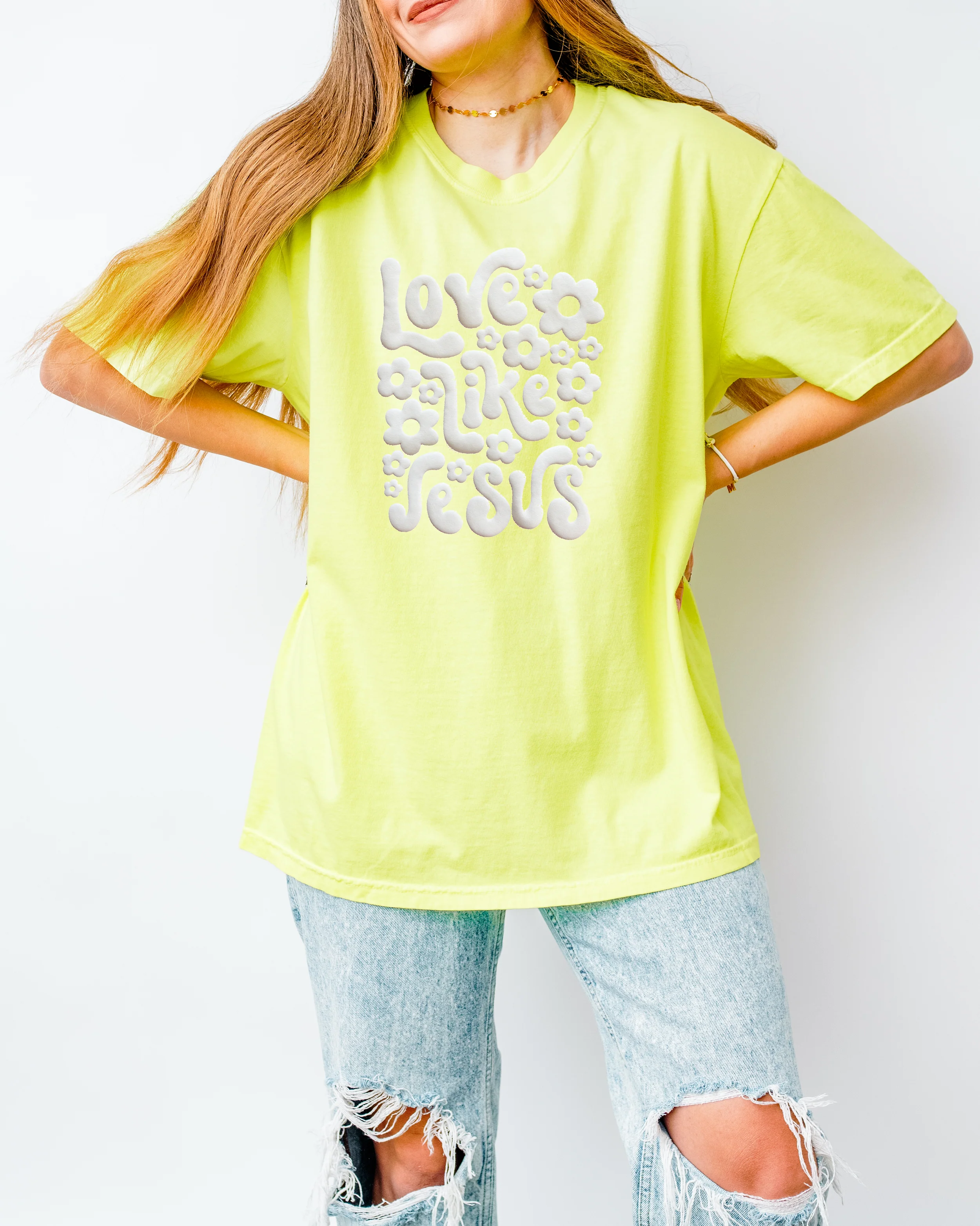 PUFFY LOVE LIKE JESUS NEON COLORS UNISEX TEE - Image 4