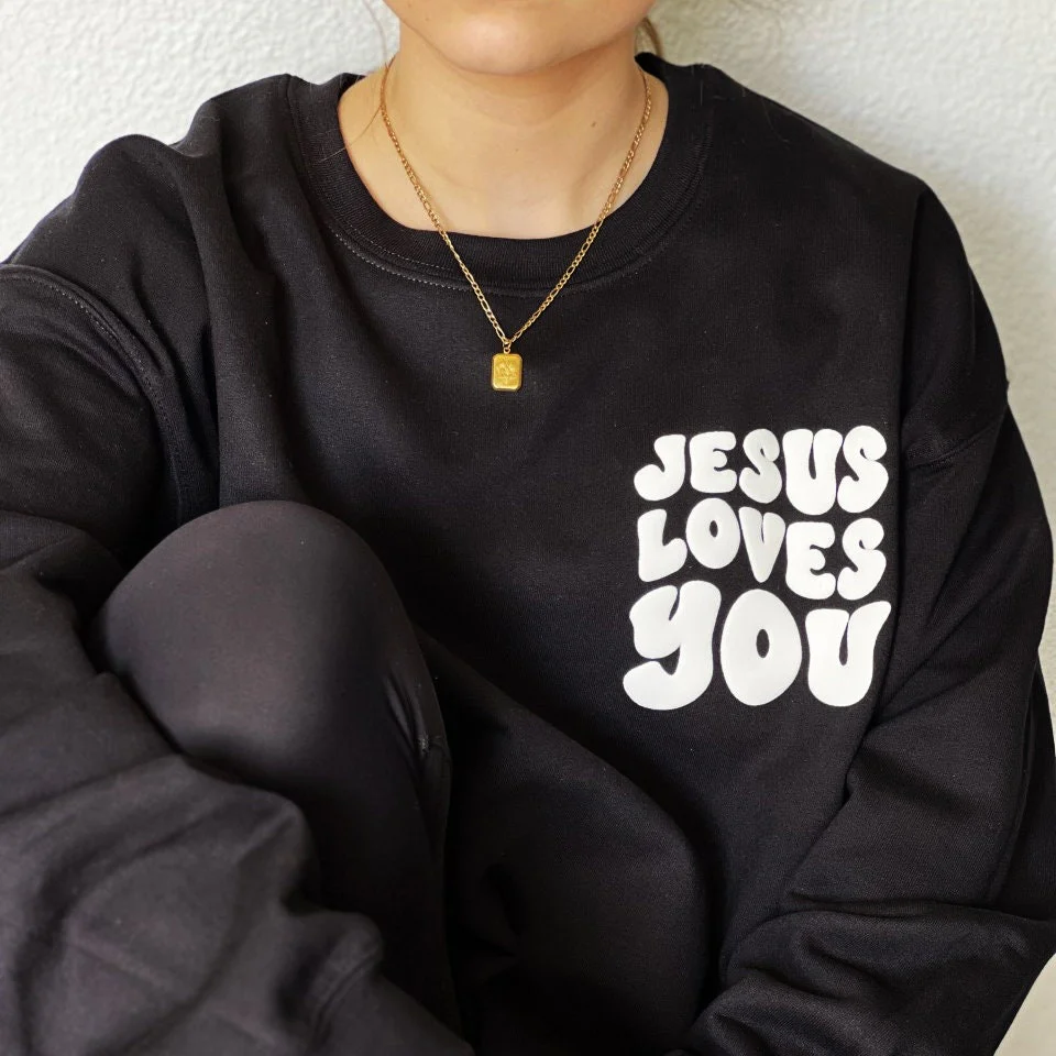 PUFFY JESUS LOVES YOU UNISEX SWEATSHIRT - Image 3