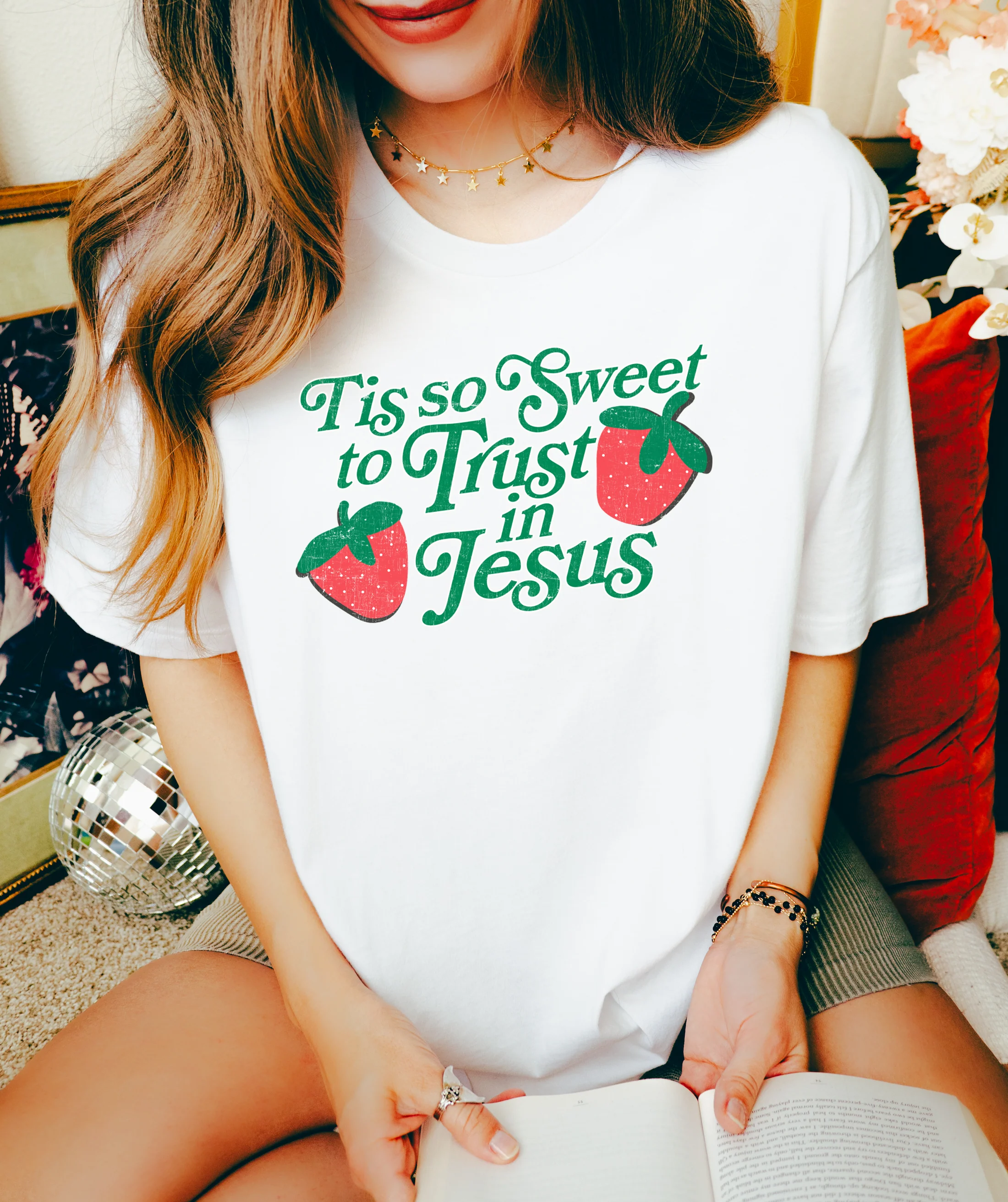 TIS SO SWEET TO TRUST IN JESUS UNISEX TEE - Image 3
