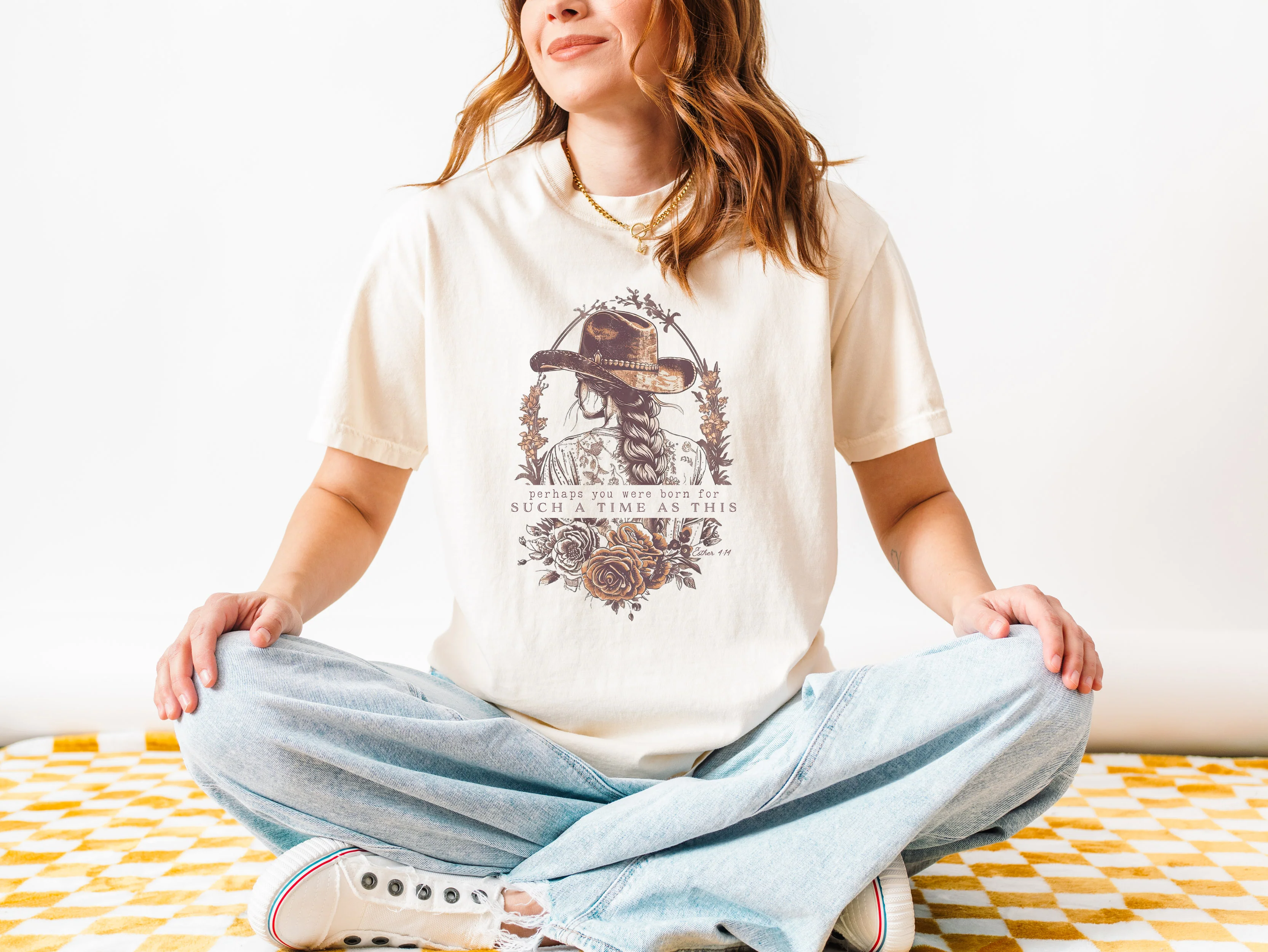 COWGIRL PERHAPS YOU WERE BORN FOR SUCH A TIME AS THIS UNISEX TEE - Image 4